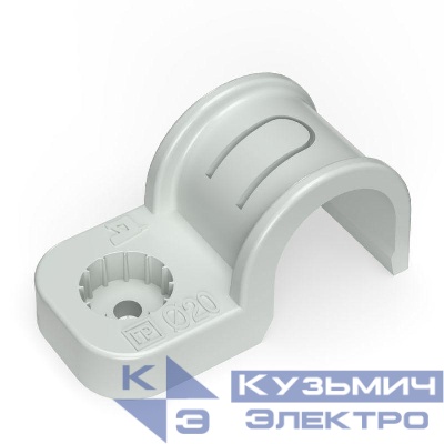Крепеж-скоба односторонняя d20мм для прямого монтажа атмосф. пластик. сер. (уп.50шт) Промрукав PR13.0369