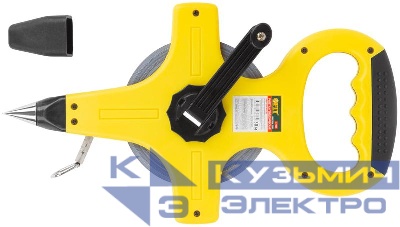 Рулетка геодезическая 50м стальная лента открытый пластик. корпус прорезиненная ручка желт. FIT 17803