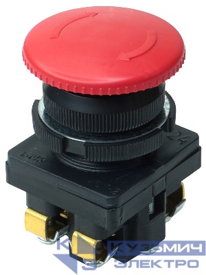 Выключатель кнопочный КЕ-131 У3 исп.2 1НО+1НЗ гриб с фиксацией 10А 660В IP40 красн. Электротехник ET529293