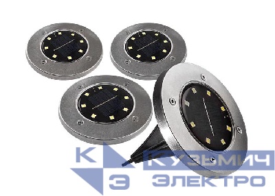 Светильник светодиодный SLR-S14 8SMD грунтовый IP44 корпус нерж. сталь солнечная батарея (уп.4шт) ФАZА 5041011