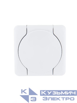 Розетка 1-м ОП Viola с заземл. с крышкой бел. LEZARD 751-0200-123