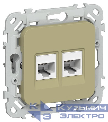 Розетка компьютерная 2-м СП FLITE РК5е-2-0-ФлО RJ45 кат.5E UTP механизм олив. IEK FI-K22-1-K26