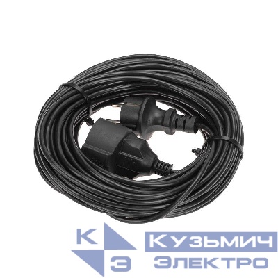 Удлинитель-шнур 1х20м с заземл. 6А 1.3кВт IP20 ПВС 3х0.75 черн. PROconnect 13-4910