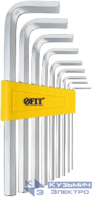 Ключ шестигранный 2-12мм длинный в пластик. держателе CrV сталь (уп.9шт) FIT 64190