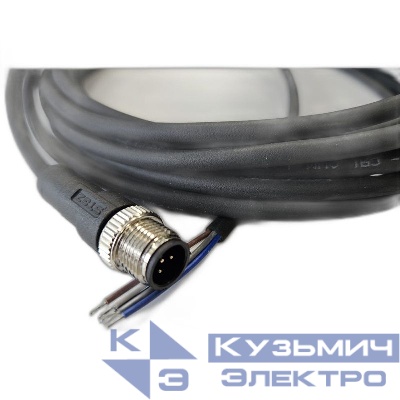 Кабель M12 5A штыревой 5000мм прямой полиуретан свободный конец СЦМ120025-05A-2-05000 черн. СТЭЗ 185210730