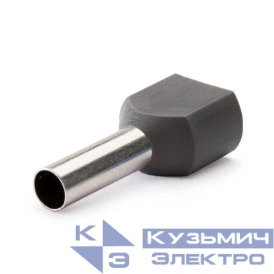 Наконечник-гильза двойная с изолир.фланцем 4кв.мм (НШВИ2) сер. DKC IFD2-4-12GR