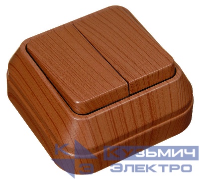 Выключатель 2-кл. ОП 10А IP20 орех Makel 45403