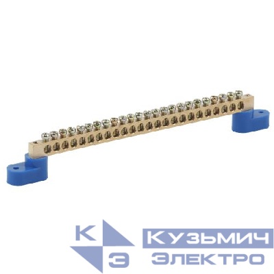 Шина N "ноль" на двух угловых изоляторах ШНИ-8х12-24-У2 NO-222-75 син. (уп.10шт) Эра Б0033453