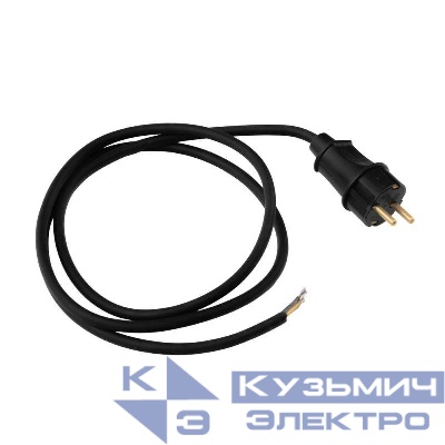 Кабель сетевой SR-LR2A ПВС3х1 с прямой евровилкой 3500Вт 16А с заземл. 1.5м черн. Volsten 15935