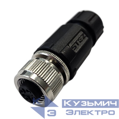 Разъем М12 4A гнездовой пайка пластик. прямой резьба PG7 каб. часть СЦМ120021-04A СТЭЗ 185200155