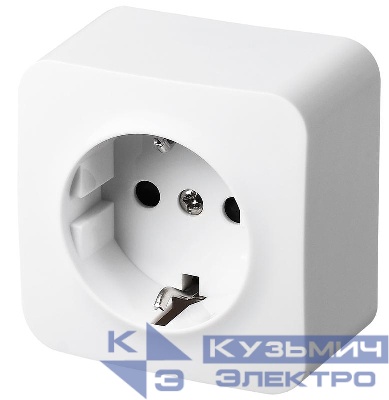 Розетка 1-м ОП 16А IP20 с заземл. защ. шторки бел. Jasmart FS5501W