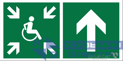 Знак безопасности BL-3517.E77"Напр.движ. к пункту сбора(безоп.зоне)МГН прямо" Белый свет a20073