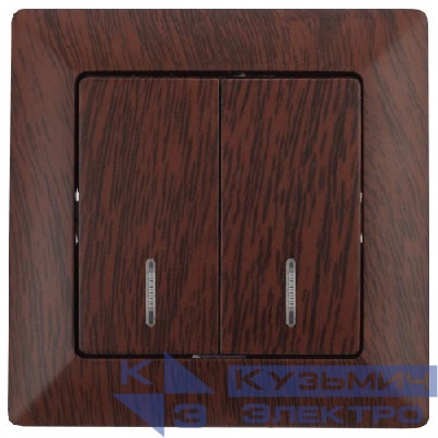 Выключатель 2-кл. СП Solo 4-105-10 10А 250В IP20 с подсветкой венге Intro Б0053599