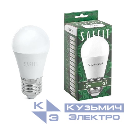 Лампа светодиодная SBG4515 15Вт G45 шар 2700К E27 230В SAFFIT 55212