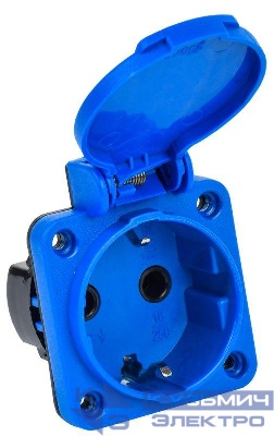 Розетка панельная MAGNUM 2P+PE 16А IP44 РП11-3 с защ. крышкой с заземл. син. IEK PSN71-016-3-2-44-K07