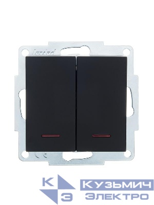 Выключатель 2-кл. СП Vesna с индикацией механизм черн. бархат LEZARD 742-4288-112