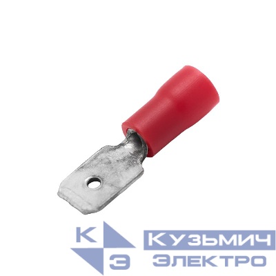 Наконечник изол. "вилка" 0.25-1.5кв.мм А=6.3х0.8мм кр. (уп.100шт) DKC 2A22P