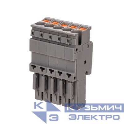 Штекер зажим push-in 5 точек подкл. 2.5кв.мм сер. DKC VPR-P-2.5-5