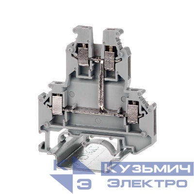 Клемма двухуровневая винтовой зажим 4 точки подключения уровни соединены перемычкой 2.5кв.мм сер. DKC KRUK-3-PV