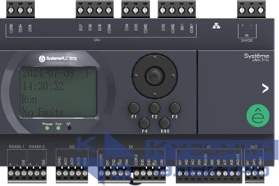 Контроллер логический программируемый S172 24В DC дисплей 28 IO: 8 DI; 8 DO (транзистор); 8 AI; 4 AO 2хRS485 1хRJ45 SE SM172PS11BDT