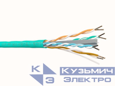 Кабель U/UTP4 cat.6, 4 пары 23 AWG BC, 305м, с крестовиной, нг(А)-LSLTx, зеленый; одножильный, FLUKE TEST, NETKO Expert СКС