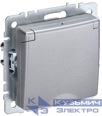 Розетка BRITE РСбш10-3-44-БрА 16А IP44 с заземл. защ. шторки с крышкой механизм алюм. IEK BR-R16-16-44-K47