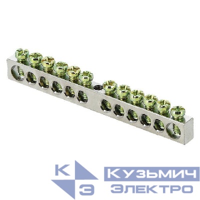 Шина PEN "ноль-земля" 6х9 12 отверст. цинк крепеж по центру PROxima EKF sn1-63-12