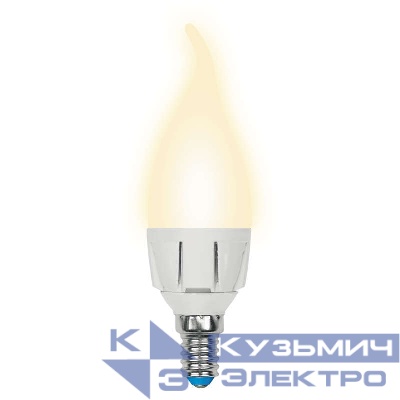 Лампа светодиодная LED-CW37 7W/WW/E14/FR PLP01WH Яркая 7Вт свеча на ветру матовая 3000К тепл. бел. E14 (упак. картон) Uniel UL-00002416