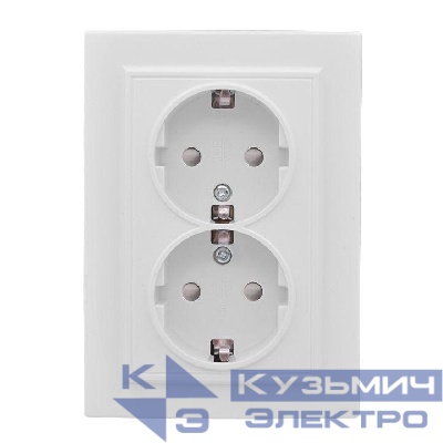 Розетка 2-м СП Минск 16А IP20 с заземл. защ. шторки бел. Basic EKF ERR16-128-100