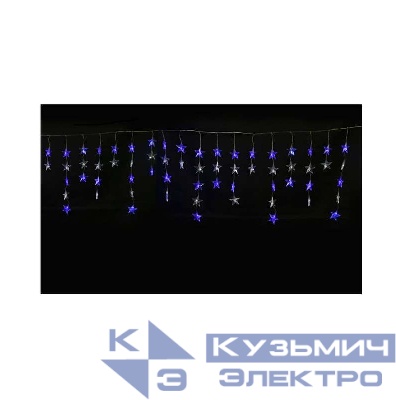 Гирлянда занавес светодиодная "Звездочки-1" ULD-E5505-196/DTK WHITE-BLUE STARS-1 бел. и син. 56LED 5.5х0.5м IP20 Uniel UL-00001410