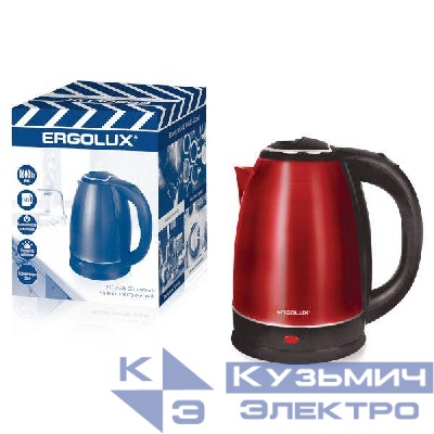 Чайник ELX-KS05-C04 1.8л 220-240В 1600Вт нерж.сталь красн. ПРОМО Ergolux 14926
