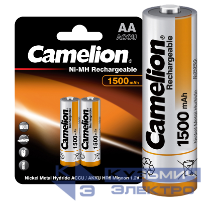 Аккумулятор AA/R6 1500мА.ч NI-MN BP-2 металлик (блист.2шт) Camelion 3510