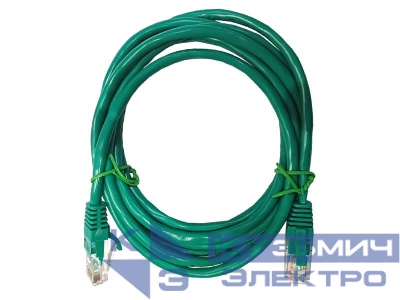 Патч-корд UTP4 cat 5e, 2,0м, ВС, LSZH, зеленый, литой коннектор NETKO Optima