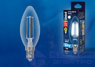 Лампа светодиодная LED-C35-11W-4000K-E14-CL PLS02WH 11Вт свеча 4000К нейтр. бел. (упак. картон). Uniel UL-00005165