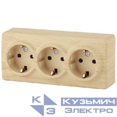 Розетка 3-м ОП Эра Эксперт 11-2208-11 16А IP20 250В 3х2P+E Schuko сосна Эра Б0020702
