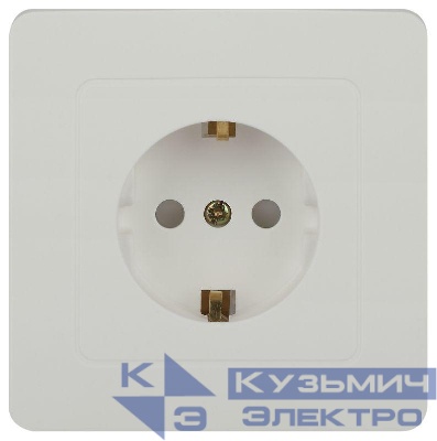 Розетка 1-м СП Style 7-206-01 16А 250В IP20 2P+E Schuko с заземл. защ. шторки бел. Intro Б0060623