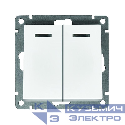 Выключатель 2-кл. СП Афина 10А IP20 с подсветкой механизм бел. Universal A0123