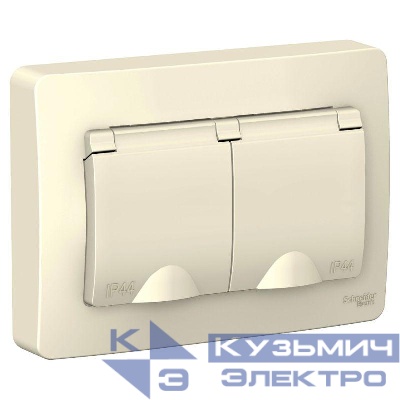 Розетка 2-м СП Blanca 16А IP44 250В с заземл. защ. шторки с крышкой молоч. SE BLNRS441122