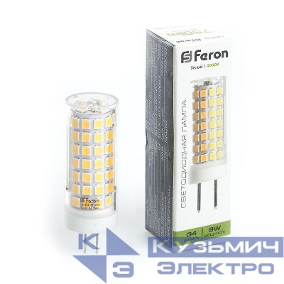 Лампа светодиодная LB-434 9Вт JCD 4000К G4 230В FERON 38144