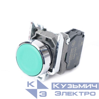 Кнопка модульная SB4 в сборе 22мм с возвратом металл 1НО зел. SE SB4BA31