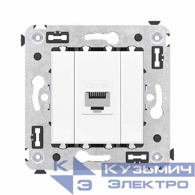 Розетка компьютерная 1-м СП Avanti "Белое облако" RJ45 кат.6A без шторок механизм DKC 4400673