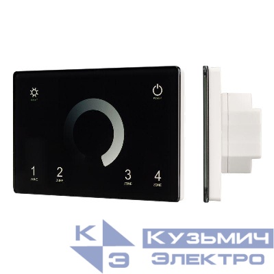 Панель Sens SMART-P79-DIM Black 230В 4 зоны 2.4G IP20 пластик Arlight 028399