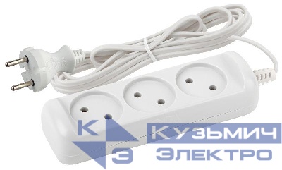 Удлинитель 3х1.5м без заземл. 6А IP20 UX-3-1.5m 1.3кВт ШВВП 2х0.75 Эра Б0035747