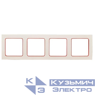 Рамка 4-м Стокгольм бел. с линией цвета красн. PROxima EKF EAM-G-305-10