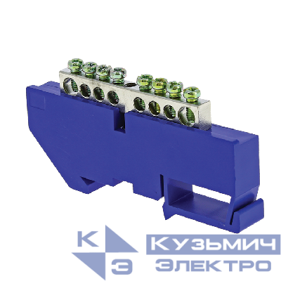 Шина нулевая N 6х9 8 отверст. цинк син. изолятор на DIN-рейку PROxima EKF sn1-63-08-d
