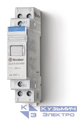 Контактор модульный 2NC 20А AgSnO2 240В AC 17.5мм IP20 опции: нет FINDER 222482404000