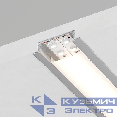 Профиль встраиваемый CAB252 31х6 L2000 широкий в комплекте 2 заглушки алюм. серебр. FERON 10293