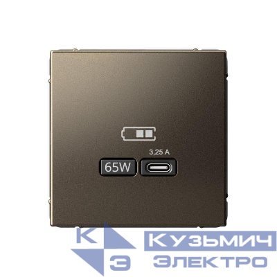 Розетка USB ArtGallery тип C 65Вт QC PD высокоскор. ЗУ механизм мокко SE GAL000627