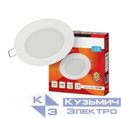 Светильник светодиодный ДВО RLP-eco 6Вт 4000К IP40 420лм 230В 120/100мм круглый встраив. панель бел. IN HOME 4690612009995