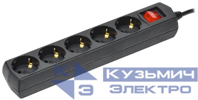 Удлинитель 5х3м с заземл. 10А IP20 У05В 250В ПВС 3х1 черн. GENERICA WYP10-10-05-03-ZK-K02-G